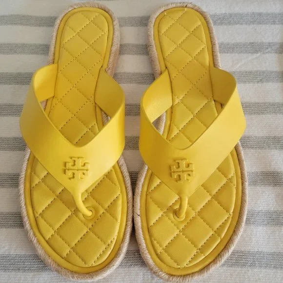 Tory Burch NIB Quilted Espadrille Thong Sandals - Picture 5 of 14